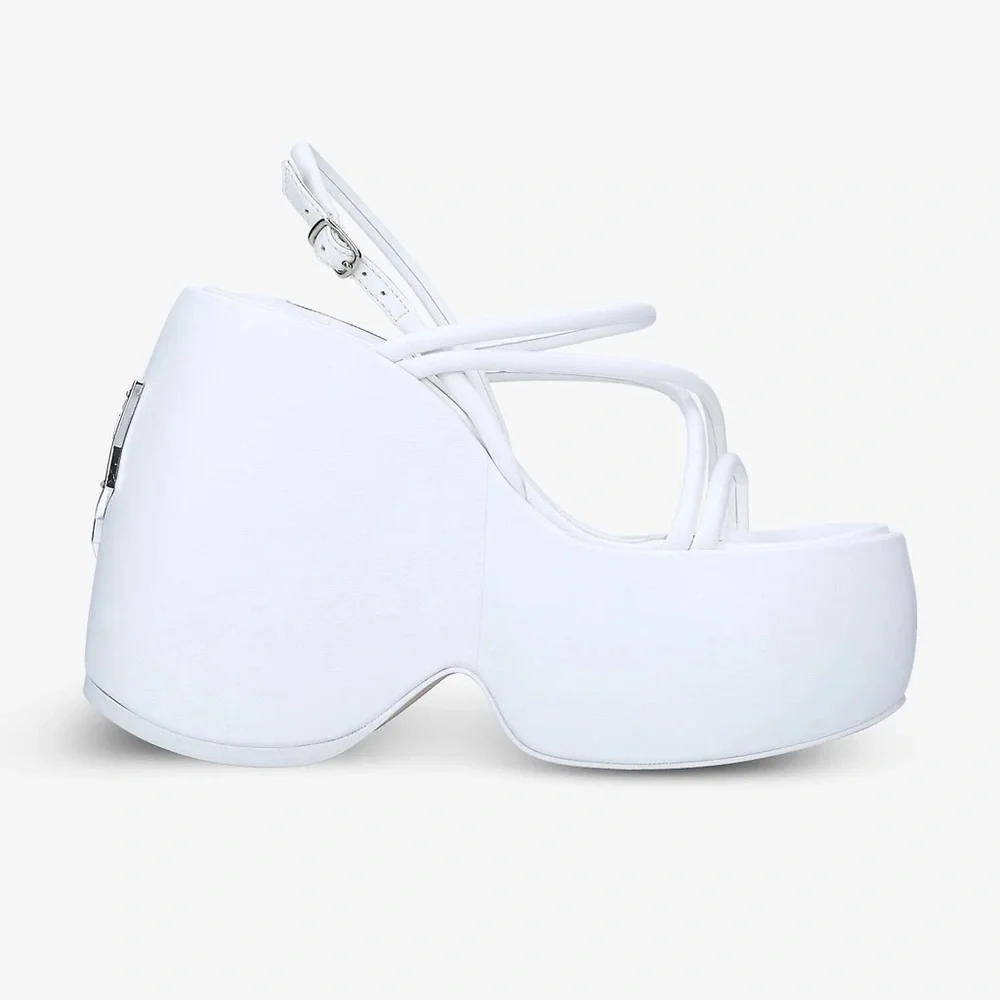 Naked Wolfe Mystery White Platform Wedges NEVER WORN - Picture 1 of 6